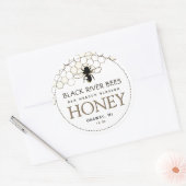 Honigwabe & Bienenstraub-Honig-Etikett Weiß Runder Aufkleber (Umschlag)