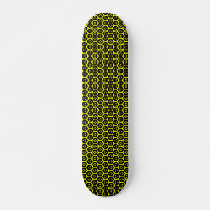 Honigwabe-Blume - v2 - Schwarz und Gelb Skateboard