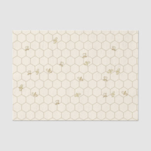 Honigwabe Gemustertes Gewebe mit kleinen Bienen Seidenpapier