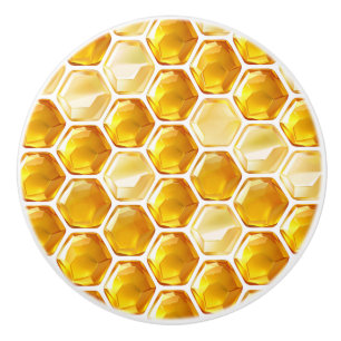 Honigwabe Hexagons gefüllt mit Honig Keramikknauf
