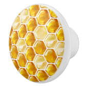Honigwabe Hexagons gefüllt mit Honig Keramikknauf (Rechts)