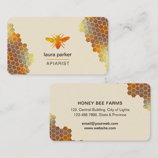 Honigwabe Honey Bee Apirarist Hexagons Beekeeper Visitenkarte (Vorne/Hinten)