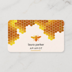 Honigwabe Honey Bee Apirarist Hexagons Beekeeper Visitenkarte