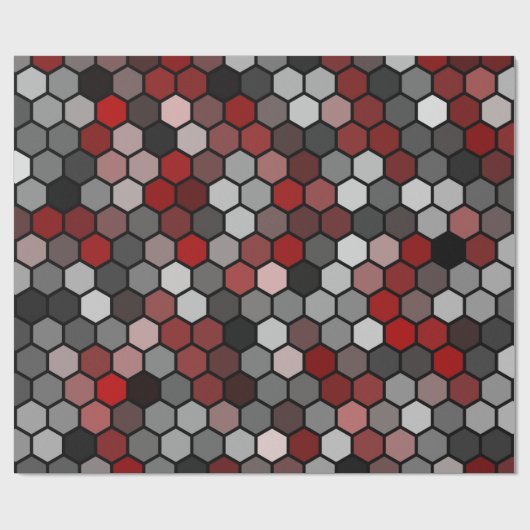 Honigwabe in Rot, Honig wie Hexagon-Muster Geschenkpapier (Flach)