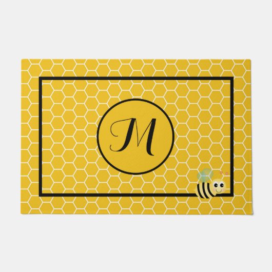 Honigwabe mit Monogramm 24 Zoll x 36 Zoll Fußmatte (Vorderseite)