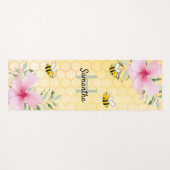 Honigwabe Rosa Blüten Hummelnamen Monogramm Yogamatte (Vorderseite (Horizontal))