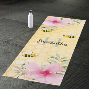 Honigwabe Rosa Blüten Hummelnamen Monogramm Yogamatte