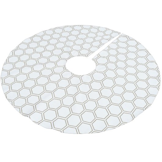 Honigwabe Taupe Neutral Pattern Beekeeper Polyester Weihnachtsbaumdecke (Schrägansicht)