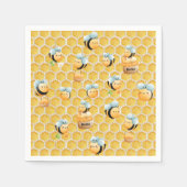 Honigwabe und Bienen als erste Biene zum Geburtsta Serviette (Vorderseite)