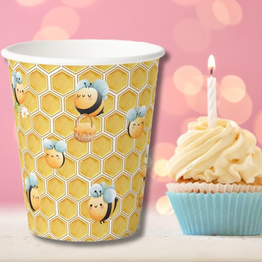 Honigwabe und Bienen First Baby's Birthday Pappbecher