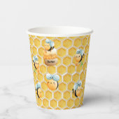 Honigwabe und Bienen First Baby's Birthday Pappbecher (Rückseite)
