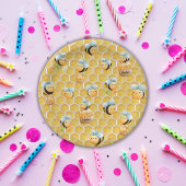 Honigwabe und Bienen Pappteller