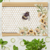 Honigwabe und Bienenblüte Geschirrtuch (Gefaltet)