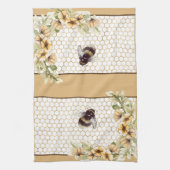 Honigwabe und Bienenblüte Geschirrtuch (Vertikal)