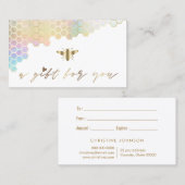 Honigwabe und Bienengeschenk Visitenkarte (Vorne/Hinten)