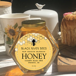 Honigwabe und Bienenstück-Honey-Label Provence Yel Runder Aufkleber