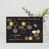 Honigwabe und Blumenkohl Save the Date Einladung (Stehend Vorderseite)