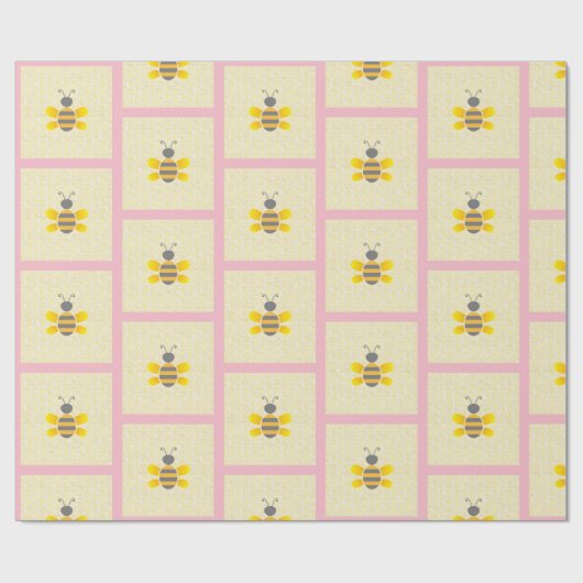 Honigwabe und Hummelwabe Gelb und schwarz Geschenkpapier (Flach)