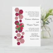 Honigwabe und Rose Hochzeit Einladung (Stehend Vorderseite)