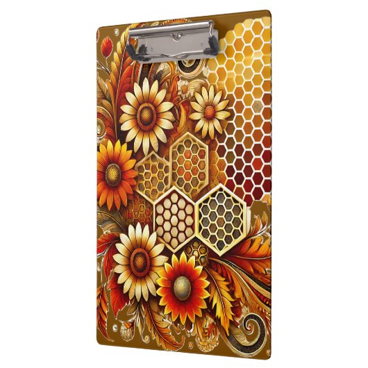 Honigwabe und Sonnenblumen Inspiriert Zwischenabla Klemmbrett (Links)