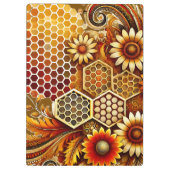 Honigwabe und Sonnenblumen Inspiriert Zwischenabla Klemmbrett (Rückseite)