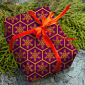 Honigwabe zeichnend Muster mit königlicher Blume Geschenkpapier