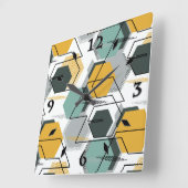 Honigwaben Abstraktes geometrisches Muster.1 Quadratische Wanduhr (Winkel)