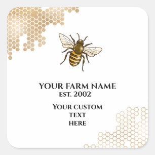 Honigwaben Bienenfarm Imker Apiarian Honigbienen Quadratischer Aufkleber