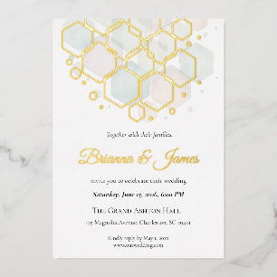 Honigwaben-Hochzeit Goldfolie Moderne Geometrie Folien Feiertagskarte