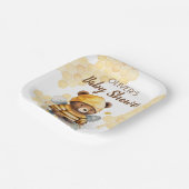 Honigwaben und Braunhonigteddy tragen Babydusche Pappteller (Gewinkelt)