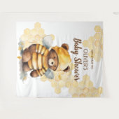 Honigwaben und Braunhonigteddy tragen Babydusche Wandteppich (Vorderseite (Horizontal))