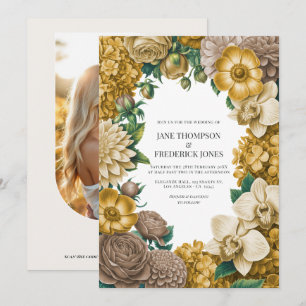 Honigwaben-, Weizen- und Warm-Taupe-Hochzeit Einladung