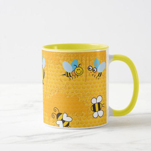 Honigwabenbäume und Cartoon Bee Ringer-Tasse Tasse (Rechts)