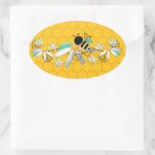 Honigwabenbienen und Milcherzeugnisse Ovaler Aufkleber (Tasche)