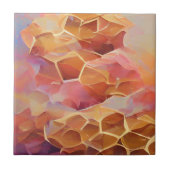 Honigwabengold Rose abstrakte Geometrie Digitalkun Fliese (Vorderseite)
