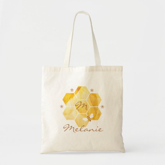 Honigwabenkraube Blume & Honey Bee Monogram Tragetasche (Vorne)
