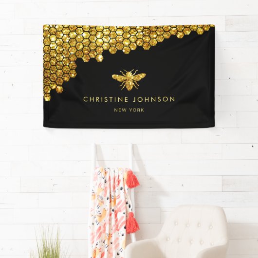 Honigwabenkrauben Imitate Goldbiene Glitzer Banner (Insitu)