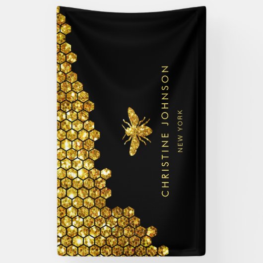 Honigwabenkrauben Imitate Goldbiene Glitzer Banner (Vertikal)