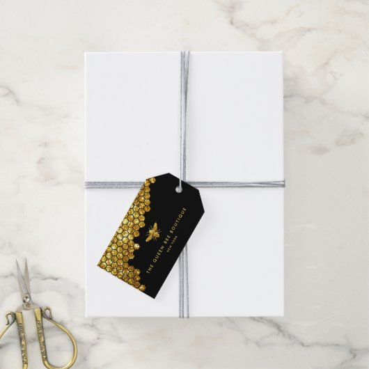 Honigwabenkrauben Imitate Goldbiene Glitzer Geschenkanhänger (Mit Garn)