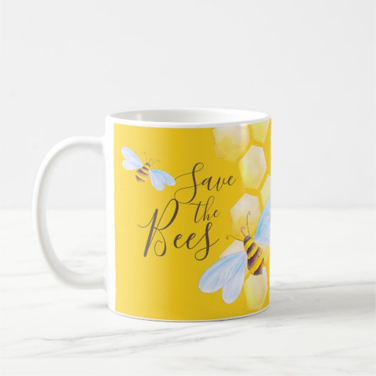 Honigwabenkraut, Aquarellgelb rette die Bienen Kaffeetasse (Links)
