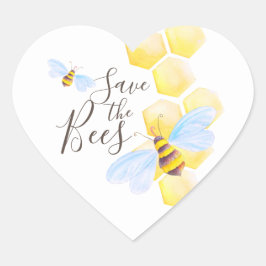 Honigwabenkraut, Aquarellkunst, die Bienen rette Herz-Aufkleber