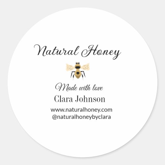 Honigwabenkraut, hausgemachte Honigbienen, Name Runder Aufkleber (Vorderseite)