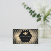 Honigwabenkraut-Hexagon-Juwelen auf schwarz Visitenkarte (Stehend Vorderseite)