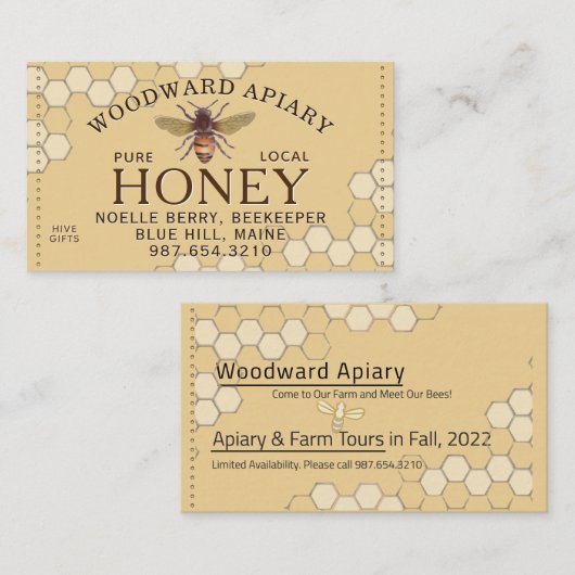 Honigwabenkraut-Honigbienengelb Begleitkarte (Vorne/Hinten)