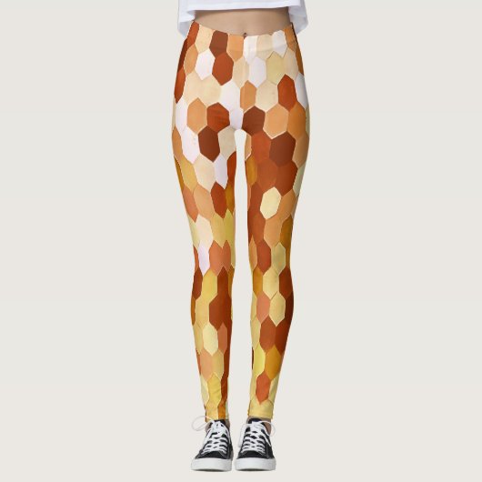 Honigwabenmuster in den Farben Mehl und Honig. Leggings (Vorderseite)
