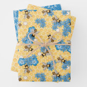 Honigwabenpapier für Bienen — Set 3 Geschenkpapier Set (Beispiel)