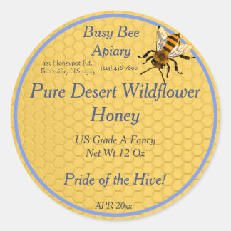 Honigwabenrunde mit Honigbienen-Single Runder Aufkleber