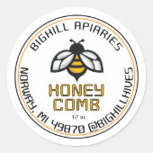 Honigwabensiegel Gelbe Bienenzüchter Kontaktinform Runder Aufkleber (Vorderseite)