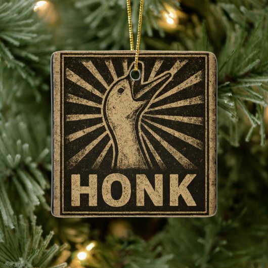 Honk Goose Funny Duck Chicken Meme Keramikornament (Baum)
