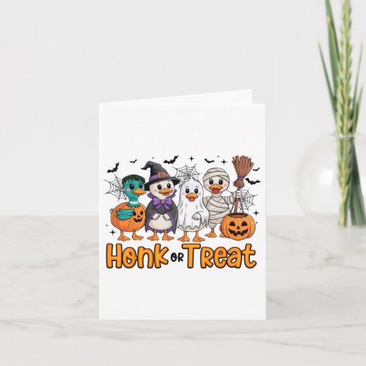 Honk oder Leckerei Funny Goose Halloween Kostüm Sp Karte (Vorderseite)